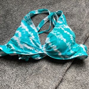 Blue and white swim top